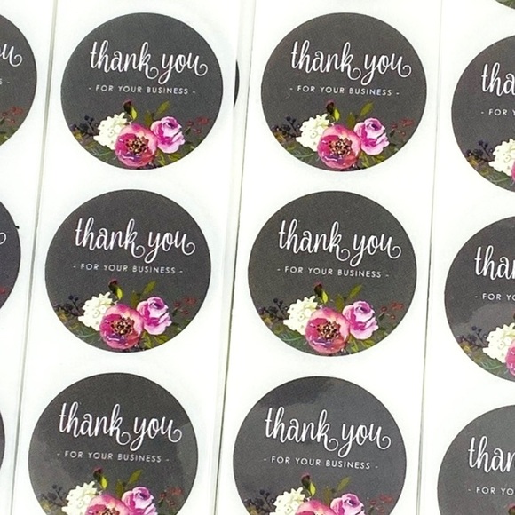 200 Thank You Stickers. Grey Rose Floral. Shipping Product Stickers. - Picture 4 of 7